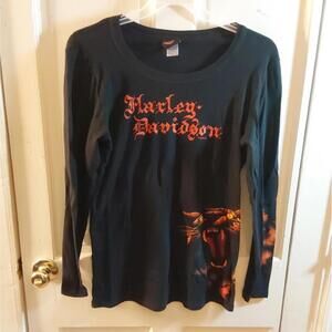 Harley-Davidson XL black and orange long sleeve shirt